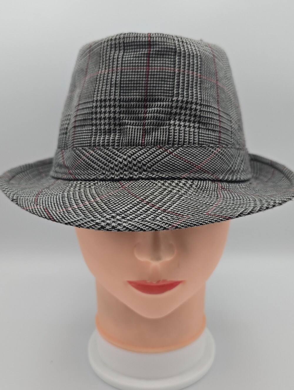 Unbranded Gray Plaid Trilby Fedora Hat Size 58